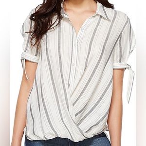 Blank NYC‎ Sz M Shirt Striped Wrap Front Buttons